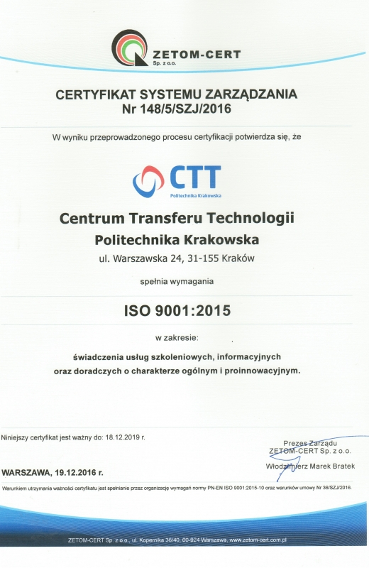 Certificat PN-EN 9001:2009